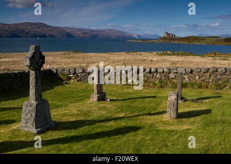 Großbritannien, Schottland, Hebriden, Isle of Mull, Duart Bay, Cimetery in der Nähe von Duart castle Stockfoto