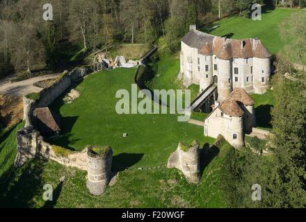 Frankreich, Eure, Harcourt, Chateau Harcourt, Festung aus dem 12. Jahrhundert (Luftbild) Stockfoto