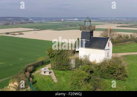 Frankreich, Eure, Saint Samson De La Roque, Phare De La Roque, Pointe De La Roque (Luftbild) Stockfoto