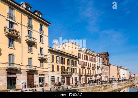 Italien, Lombardei, Mailand, Navigli, Treidelweg Naviglio Grande, Naviglio Grande Canal gebaut zwischen der 12. und 14. Jahrhundert zwischen Mailand und des Flusses Ticino Stockfoto