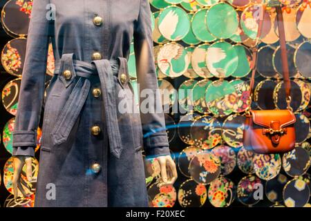 Italien, Lombardei, Mailand, Mode-Viereck, Via Monte Napoleone, Vorderseite des Shops der Marke Gucci Stockfoto