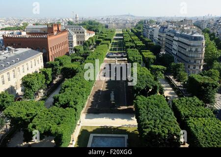 Frankreich, Paris, Sternwarte Brunnen oder Brunnen des Quate Parteien de Monde, In der nach hinten, der Senat und der Jardin du Luxembourg (Luftbild) Stockfoto