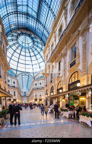 Italien, Lombardei, Mailand, Galerie Vittorio Emmanuel II, Einkaufspassage, erbaut im 19. Jahrhundert von Giuseppe Mengoni Stockfoto