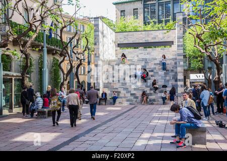 Italien, Lombardei, Mailand, Sandro Pertini via Manzoni Straße gewidmetes Denkmal Stockfoto