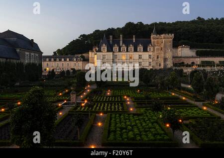 Frankreich, Indre et Loire, Loire-Tal, Weltkulturerbe von UNESCO, Schloss und Gärten Villandry, erbaut im 16. Jahrhundert Renaissance Stockfoto