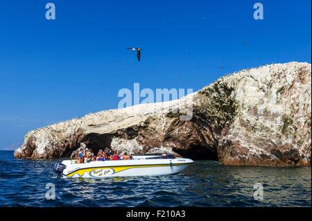 Peru, Pisco Provinz Ballestas Inseln, Bootsfahrt über Paracas Nationalreservat, Vogelschutzgebiet, wo leben viele Seevögel-Kolonien erzeugen Guano als Dünger verwendet werden. Stockfoto