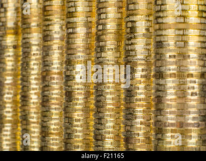 Hintergrund sehr viele Rouleau Gold Währungsunion oder Änderung Münze Stockfoto