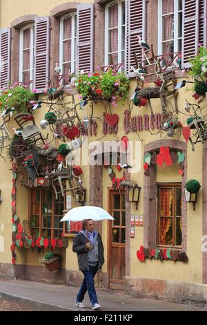 Frankreich, Haut Rhin, route des Vins d ' Alsace, Colmar, Fassade des Restaurant La Brasserie des Tanneurs, Rue des Tanneurs (Tanneurs Straße) Stockfoto