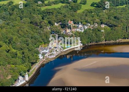 Luftaufnahmen, Portmeirion Dorf 1. August 2015 PHILLIP ROBERTS Stockfoto