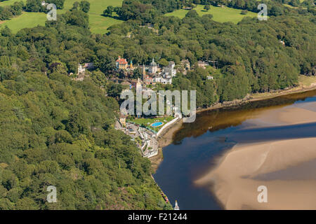 Luftaufnahmen, Portmeirion Dorf 1. August 2015 PHILLIP ROBERTS Stockfoto