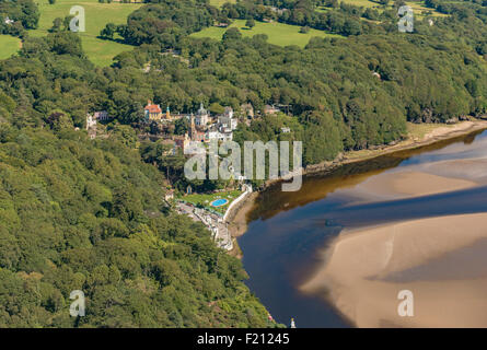 Luftaufnahmen, Portmeirion Dorf 1. August 2015 PHILLIP ROBERTS Stockfoto