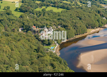 Luftaufnahmen, Portmeirion Dorf 1. August 2015 PHILLIP ROBERTS Stockfoto