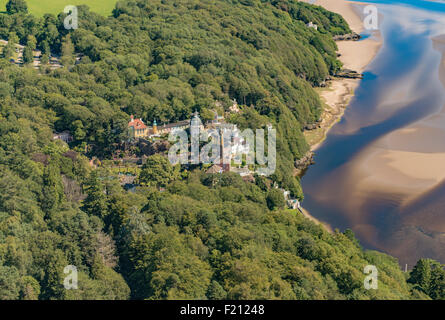 Luftaufnahmen, Portmeirion Dorf 1. August 2015 PHILLIP ROBERTS Stockfoto