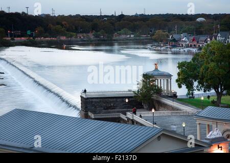 USA, Pennsylvania, Philadelphia, Kunstmuseum, Wasserwerke, Bootshaus Zeilenbereich, Schuylkill River Stockfoto