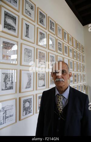 Italien, Venedig, Kunstausstellungen im Ca'Dandolo Palace während der Biennale 2015, Irak Pavillon der unsichtbaren Schönheit, Zeichnungen von Salam Atta Sabri ehemaliger Direktor des Museum of Modern Art in Bagdad Stockfoto