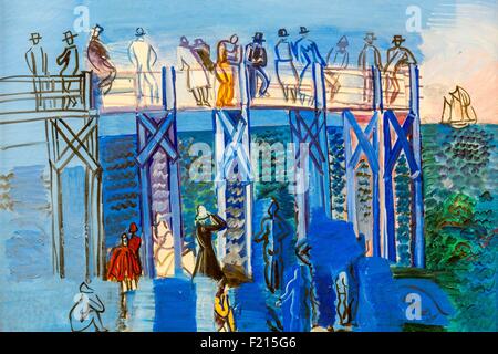 Frankreich, Seine Maritime, Le Havre, Stadtzentrum Weltkulturerbe von UNESCO, Museum der modernen Art Andre Malraux (MuMa) 1961 eingeweiht, Raoul Dufy Gemälde mit dem Titel The Strand und die Seebrücke in Havre (1926) Stockfoto