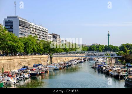 Frankreich, Paris, Bastille Viertel, Port Arsenal und der Juli-Spalte Stockfoto