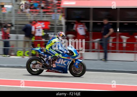 Circuit De Catalunya, Spanien 13. Juni 2015. Das Team Suzuki MotoGP-Bike von Maverick Viñales im qualifying der MotoGP-RAC Stockfoto