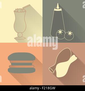 Set von vier farbigen Fast-Food-icons Stock Vektor