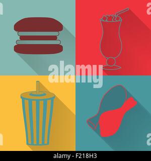 Set von vier farbigen Fast-Food-icons Stock Vektor