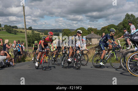 Das Hauptfeld auf der Bühne 2 2015 Tour of Britain klettern aus Slaidburn Stockfoto