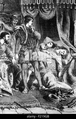 Die Prinzen im Turm, die beiden Brüder waren die einzigen Söhne von Edward IV von England und Elizabeth Woodville. , lebendig zum Zeitpunkt des Todes ihres Vaters, wurden sie später geglaubt ermordet im Tower of London in 1483. Nach skullduggery Richard, Herzog von Gloucester, als Lord Protector, wurde der Thron angeboten und wurde König Richard III.. Edward V., der nicht mehr König war, und sein Bruder Richard, Herzog von York, blieben im Tower of London. Nach dem Sommer 1483 gibt es keine Sichtungen von ihnen. Stockfoto