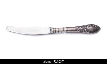 Silber Abendessen Messer isoliert auf weißem Hintergrund Stockfoto