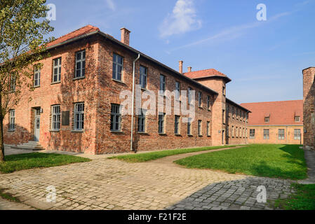 Polen, staatliches Museum Auschwitz-Birkenau, Auschwicz KZ, bekannt als Block 27 Gebäude. Stockfoto