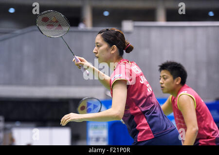 Tokyo Metropolitan Gymnasium, Tokio, Japan. 9. Sep, 2015. Akira Koga & Koharu Yonemoto (JPN), 9. September 2015 - Badminton: Yonex Open Japan 2015 Mix Doppel 1. Runde am Tokyo Metropolitan Gymnasium, Tokio, Japan. Bildnachweis: AFLO SPORT/Alamy Live-Nachrichten Stockfoto