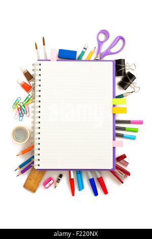 Office und Student Tool auf weißem Hintergrund Stockfoto