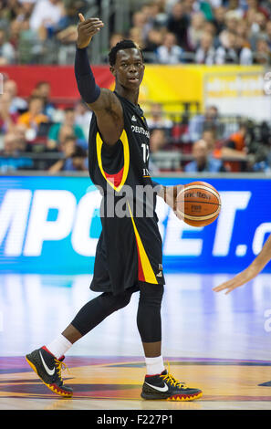 Berlin, Deutschland. 09. Sep 2015. Deutschlands Dennis Schroeder reagiert während der FIBA EuroBasket 2015 Gruppe B Spiel Italien gegen Deutschland in Berlin, Deutschland, 9. September 2015. Foto: Lukas Schulze/Dpa/Alamy Live News Stockfoto