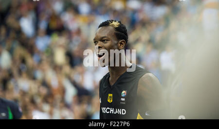 Berlin, Deutschland. 09. Sep 2015. Deutschlands Dennis Schroeder reagiert während der FIBA EuroBasket 2015 Gruppe B Spiel Italien gegen Deutschland in Berlin, Deutschland, 9. September 2015. Foto: Lukas Schulze/Dpa/Alamy Live News Stockfoto