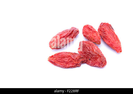 Goji-Beeren, isoliert auf weiss. Stockfoto