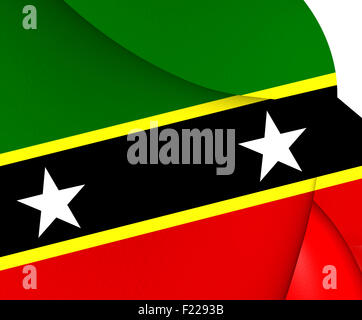 Föderation Saint Kitts und Nevis-Flagge. Hautnah. Stockfoto