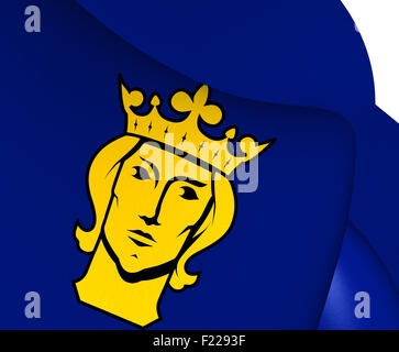 Flagge von Stockholm, Schweden. Hautnah. Stockfoto