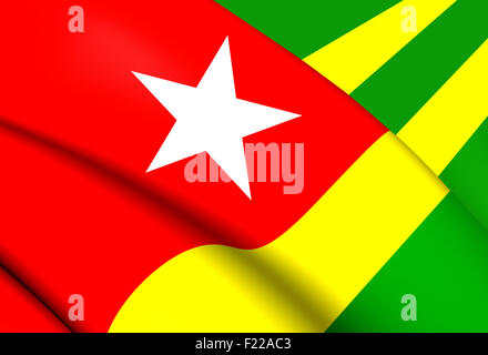 Flagge von Togo. Hautnah. Stockfoto