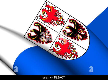3D Flagge des Trentino-Alto Adige, Italien. Hautnah. Stockfoto