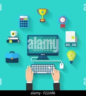 Flache Symbole und Objekte für hohe Schoo Stock Vektor