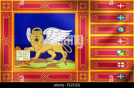 3D Flagge des Veneto, Italien. Hautnah. Stockfoto