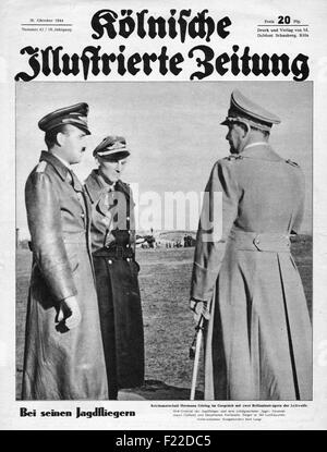 1944 Kolnischer Illustrierte Zeitung Titelseite zeigt Reichsmarschall Hermann Göring & General-Major Adolf Galland Stockfoto