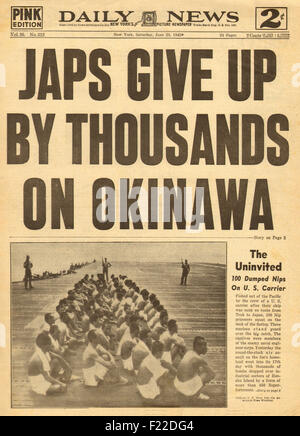 1945 daily News (New York) Titelseite Berichterstattung der Schlacht um Okinawa Stockfoto