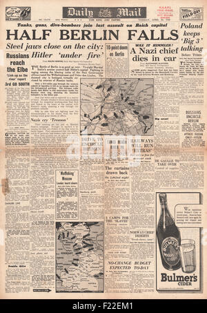 1945 Daily Mail Startseite Berichterstattung Schlacht um Berlin Stockfoto
