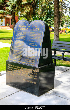 Gottes zehn Gebote Tablet außerhalb von Dom St. Marien in Fargo N. Dakota Stockfoto