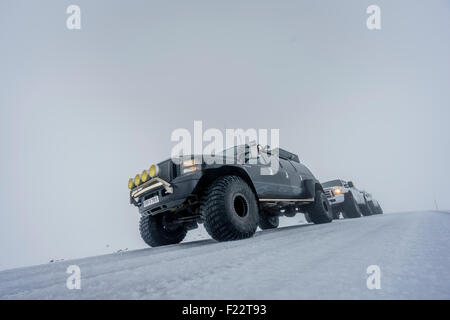 Super-Jeep-Tour im Winter Central Highlands, Island Stockfoto