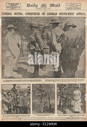 1915 Daily Mail General Louis Botha nimmt die deutsche Kapitulation an In Windhoek Stockfoto