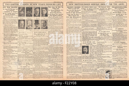 1915 Daily Sketch New Year's Honors List Stockfoto