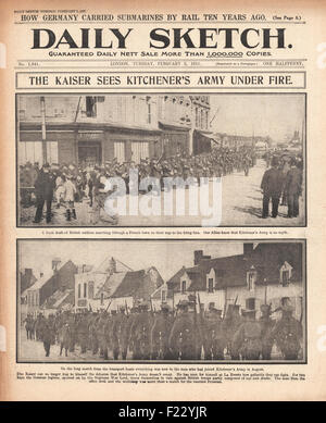 1915 Daily Sketch Neue britische Truppen kommen in Frankreich an Stockfoto