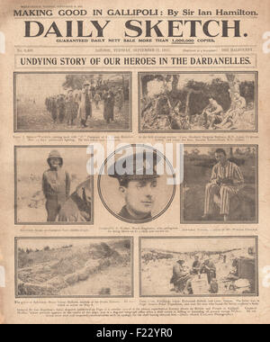 1915 Daily Sketch Kampf um die Dardanellen Stockfoto