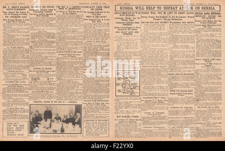 1915 Daily Sketch Großbritannien bricht die Beziehungen zu Bulgarien ab Stockfoto