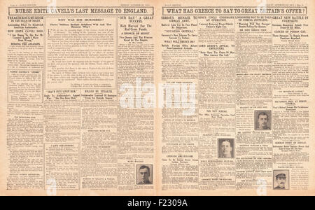 1915 tägliche Skizze Ausführung der Krankenschwester Edith Cavell Stockfoto